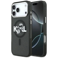 Etui Karl Lagerfeld IML Glitter Karl & Choupette Sketch Logo MagSafe na iPhone 17 Pro Max - czarne