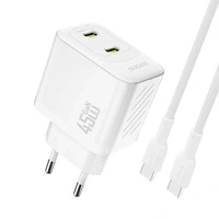 Ładowarka sieciowa Dudao A28PCEU PD 45W GaN 2xUSB-C z kablem USB-C - biała