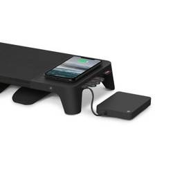 Pout 3-in-1 Monitor Stand Hub with Wireless Pad Black