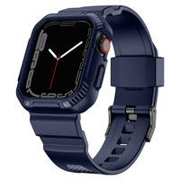 Kingxbar CYF106 2w1 pasek Apple Watch SE, 8, 7, 6, 5, 4, 3, 2, 1 (41, 40, 38 mm) z wbudowanym etui niebieski