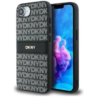 Etui DKNY Repeat Texture Pattern with Tonal Stripe na iPhone 16e - czarne