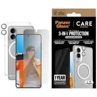 Zestaw ochronny CARE by PanzerGlass Flagship 3w1 Etui+Szkło Prywatyzujące+Lens na Samsung Galaxy S25 Edge  - przezroczyste