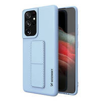 Wozinsky Kickstand Case elastyczne silikonowe etui z podstawką Samsung Galaxy S21 Ultra 5G jasnoniebieski