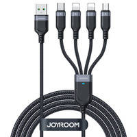 Kabel USB 4w1 USB-A - USB-C / 2 x Lightning / Micro do ładowania i transmisji danych 1.2m Joyroom S-1T4018A18 - czarny