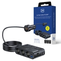 Ładowarka samochodowa do 7 urządzeń 3mk Car Power Splitter PD 120W™ QC PPS UCB-C USB-A - czarna