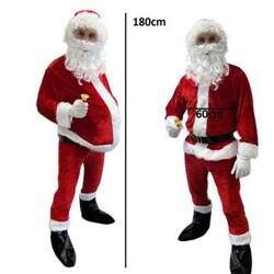 Strój Świętego Mikołaja kostium gwiazdora 14 elementów dla wzrostu od 165-190cm