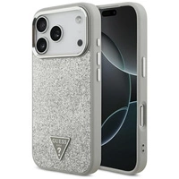 Etui Guess Glitter Triangle Logo MagSafe na iPhone 17 Pro - srebrne