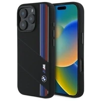 BMW BMHMP16L23SCUK iPhone 16 Pro 6.3" czarny/black hardcase Silicone Cut Tricolor Lines MagSafe