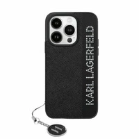Etui Karl Lagerfeld Saffiano Rhinestones & Charm na iPhone 15 Pro - czarne