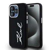 Etui Karl Lagerfeld Silicone Metal Script Logo na iPhone 15 Pro Max - czarne