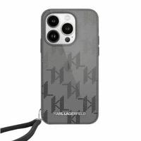 Etui Karl Lagerfeld IML Mono KL Pattern & Cord na iPhone 15 Pro Max - czarne
