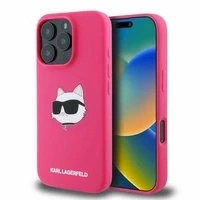 Etui Karl Lagerfeld Silicone Choupette Head Print MagSafe na iPhone 16 Pro - fuksja
