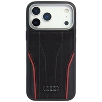 Etui Audi R8 Genuine Leather MagSafe do iPhone 17 Pro - czarno-czerwony