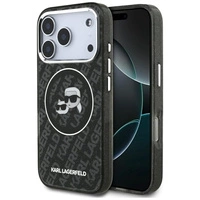 Etui Karl Lagerfeld IML Glitter Karl&Choupette Heads Logo MagSafe na iPhone 17 Pro - czarne