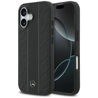 Etui Mercedes Leather Laurel Leaves Stripes MagSafe do iPhone 17 - czarne