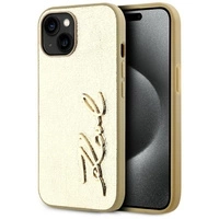 Etui Karl Lagerfeld Wrinkled Metal Signature na iPhone 15 - złote