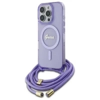 Guess GUHMP16LHCTSGNSU iPhone 16 Pro 6.3" fioletowy/purple hardcase Crossbody Cord Script MagSafe