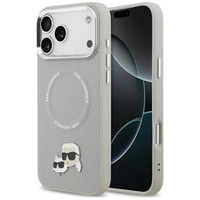 Etui Karl Lagerfeld Karl & Choupette Pins MagSafe do iPhone 17 Pro Max - szare