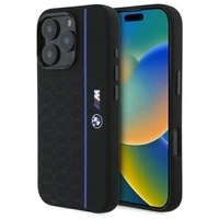 BMW BMHMP16L23SHEB iPhone 16 Pro 6.3" czarny/black hardcase Silicone Hexagon Blue Line MagSafe
