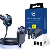 Ładowarka samochodowa 3mk Double Car Charger 135W PD QC PPS USB-C USB-A - czarna