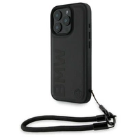Etui BMW Signature Leather Wordmark Cord na iPhone 16 Pro - czarne