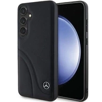 Etui Mercedes Leather Curved Stitches na Samsung Galaxy S24 - czarne