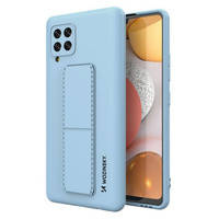 Wozinsky Kickstand Case elastyczne silikonowe etui z podstawką Samsung Galaxy A42 5G jasnoniebieski