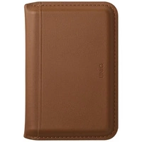 Portfel magnetyczny RFID UNIQ Lyden DS ze stojakiem na telefon - brązowy