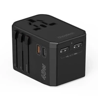 Ładowarka podróżna GaN Choetech PD6045 USB-C USB-A 45W z wtyczkami USA EU UK AU - czarna