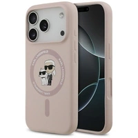 Etui Karl Lagerfeld Silicone Karl&Choupette Ring MagSafe do iPhone 17 Pro - różowe