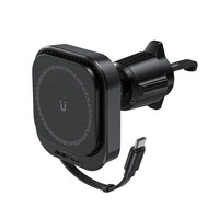 Uchwyt Acefast D32 magnetyczny z ładowarką indukcyjną 15W ze zwijanym kablem USB-C na kratkę nawiewu - czarny