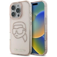 Etui Karl Lagerfeld IML Rhinestones Karl Head do iPhone 16 Pro różowy