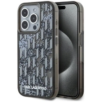 Etui Karl Lagerfeld Liquide Glitter Monogram Gradient na iPhone 15 Pro Max - czarne