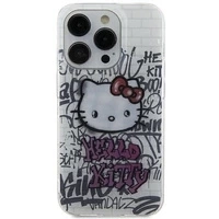 Etui Hello Kitty IML Kitty On Bricks Graffiti na iPhone 15 - białe