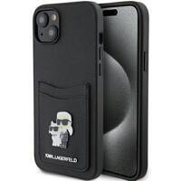 Karl Lagerfeld KLHCP15SSAPKCNPK iPhone 15 6.1" czarny/black hardcase Saffiano Cardslot Karl&Choupette Metal Pin