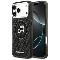 Etui Karl Lagerfeld IML Glitter Karl&Choupette Heads Logo MagSafe na iPhone 17 Pro Max - czarne