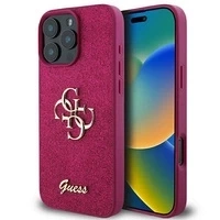 Etui Guess Glitter Script Big 4G na iPhone 16 Pro - fioletowe