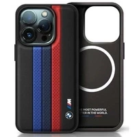 Etui BMW M Performance Tricolor Printed Stripes MagSafe na iPhone 16 Pro - czarne