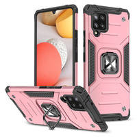 Wozinsky Ring Armor pancerne hybrydowe etui pokrowiec + magnetyczny uchwyt Samsung Galaxy A42 5G różowy