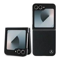 Etui Mercedes Leather Wood Imitation MagSafe na Samsung Galaxy Z Flip 6 - czarne