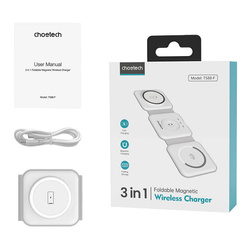 Magnetyczna ładowarka indukcyjna Choetech T588-F 3w1 15W biała