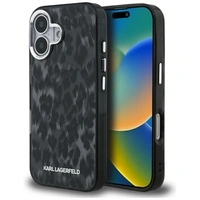 Etui Karl Lagerfeld IML Leopard Pattern MagSafe na iPhone 16 - czarne
