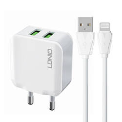 Ładowarka sieciowa LDNIO A2201 2USB + kabel Lightning