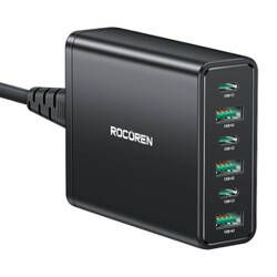 Ładowarka sieciowa Rocoren 3x USB-C, 3x USB-A, 60W (czarna)