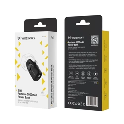 Mini powerbank Wozinsky WF16-YCS 5000mAh 15W USB-C z wbudowanym kablem USB-C i ładowarką do Apple Watch - czarny