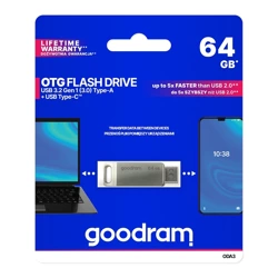 Pendrive 64 GB USB 3.2 Gen 1 USB / USB C OTG ODA3 Goodram - srebrny