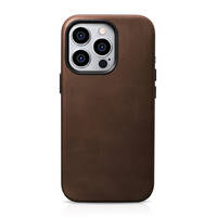 Skórzane etui kompatybilne z MagSafe do iPhone 15 Pro Max iCarer Oil Wax Premium Leather - brązowe